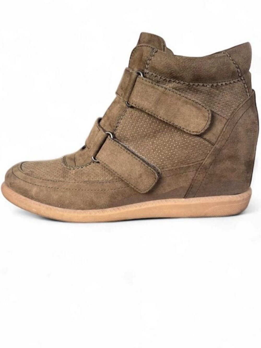Indigo Rd. faux suede brown/taupe high-top wedge sneakers size 7.5